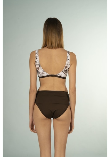 Estiva Desenli Luplu Toparlayıcı Bikini Takımı - Kahverengi