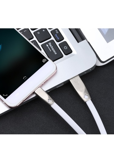 Aweı Cl-96 Usb Micro Usb Taşınabilir Tpe + Alüminyum Alaşımlı Veri Kablosu, 2a, Uzunluk: 1m Beyaz