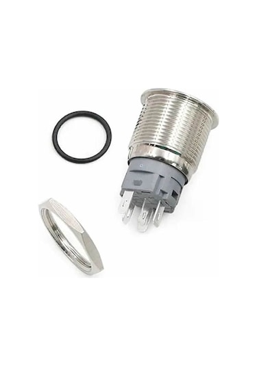 16mm Metal Panel Uyumlu Montaj Düz Kafa Latch Buton No Nc Power Sembol Led Işıklı