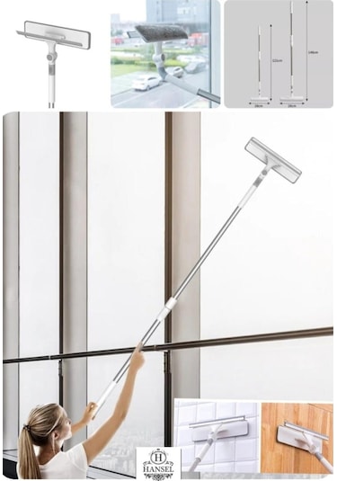 Yedek Bezli Cam Silme Aparatı Bükülebilir Teleskopik Camsil