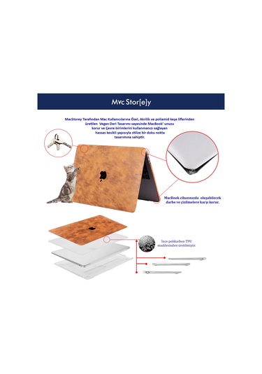 Macbook Air Kılıf 13 İnç Deri Leat01 Eski Usb'li Model 2010-2017 A1369 A1466 İle Uyumlu Kahverengi