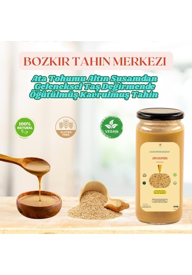 Bozkır Tahin Merkezi Yerli Ata Tohumu Altın Susam Su Değirmeni Tahini Çifte Kavrulmuş 600 G
