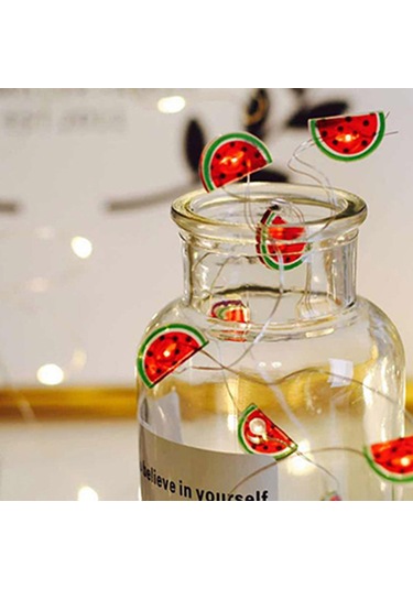 Hombey Küçük Odalar İçin 20 Led Pembe Karpuz Desenli Sabit Aydınlatma Bakır Tel Işık Zinciri Pil Dahil Değil Diğer