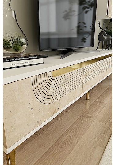 Tvr1803btg - Meyra Tvr180 Ünitesi Takım Beyaz-traverten-gold 180cm Beyaz-traverten-gold