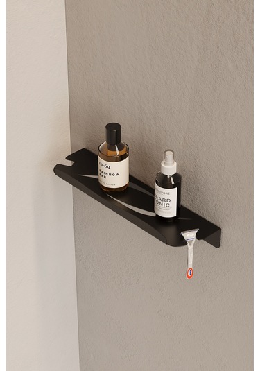 Zift Unique Paslanmaz Çelik Banyo Rafı - Yapışkanlı Duş Askısı Şampuan Rafı Mat Siyah Askılık Diğer