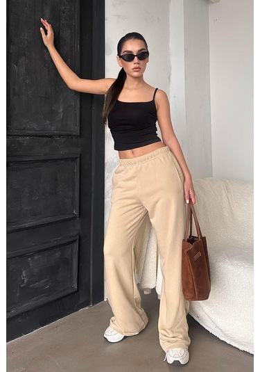 Madmext Bej Bol Paça Kadın Eşofman Altı Mg2279 Bej
