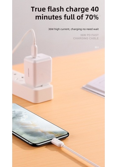Willowhaven Joyroom 36w/60w Pd Hızlı Şarj Kablosu, Type-c To Lightning/type-c, Siyah, 1m, 100-240v Adaptör