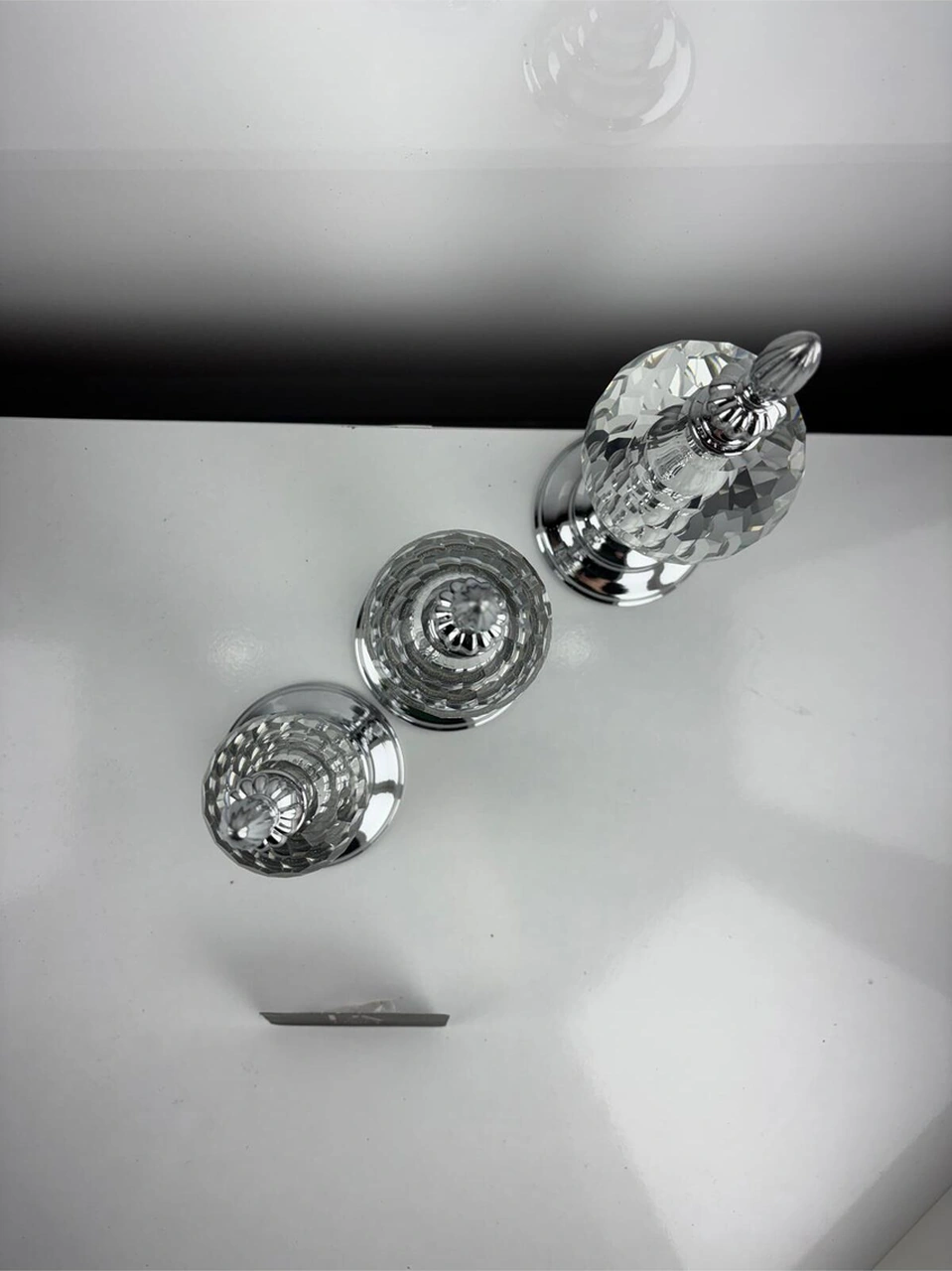 Kristal 3lü Metal Dekoratif Obje Biblo Süs Eşya Salon Aksesuar Tv Sehpa Masa Konsol Ofis Salon Dekor