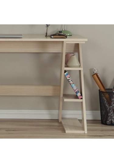 Pasific Home Lungo Raflı Çalışma Masası, Ofis Masası, 60X140 Cm, Meşe