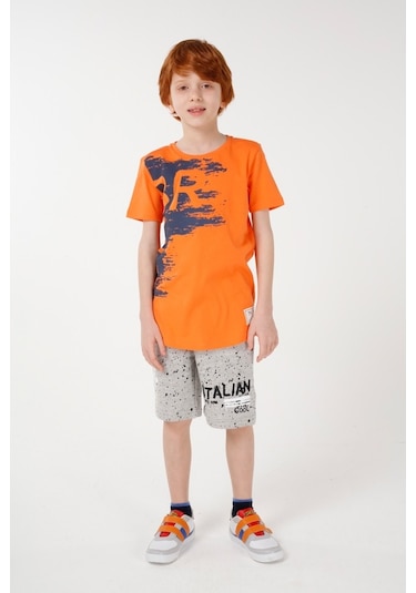 Brz Kids Baskılı Erkek Çocuk Şort Beyaz