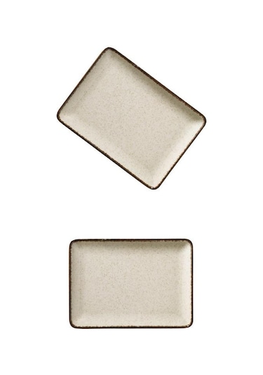 Kütahya Porselen Pearl Tarçın 18x13 Dikdörtgen Tabak 2 Li