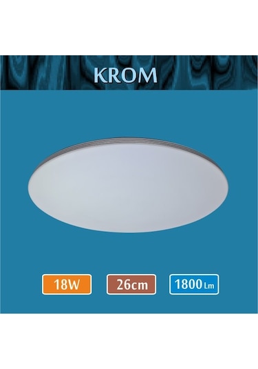 Sıva Üstü Led Panel 18w Krom Çizgili Dekoratif Armatür Spo Beyaz