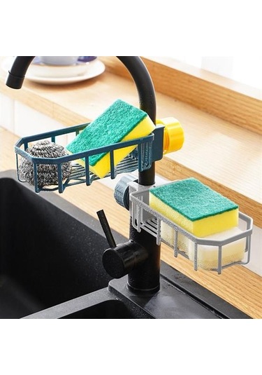 Musluk Kenarı Plastik Süngerlik Sabunluk Mutfak Düzenleyici Sünger Sabun Mutfak Organizeri 5131 Düz