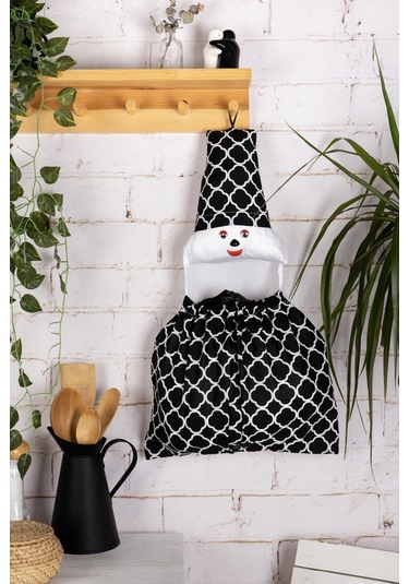 Çok Amaçlı Lastikli Poşetlik , Poşetler Için Sevimli Dekoratif Düzenleyici Mutfak Aksesuarı & Siyah