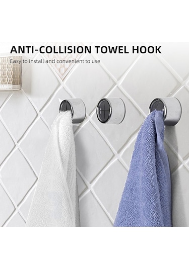 Leezsing Adet Havlu Askısı Yuvarlak Havlu Kancası Kendinden Yapışkanlı Kolay Kurulum Kullanımı Kolay Abs Malzeme Havlu Askısı Banyo Mutfak İçin Gümüş