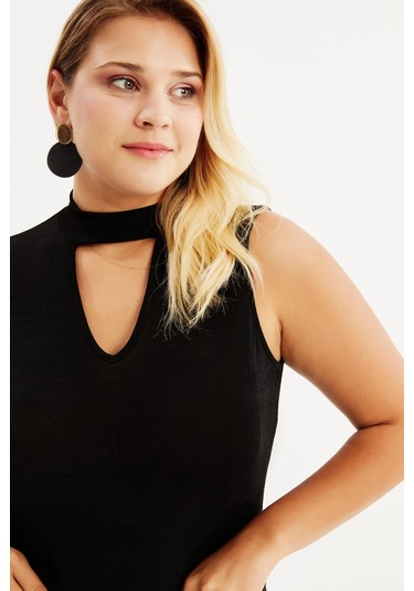 Myline Yaka Detay Buzzy Bluz-Siyah