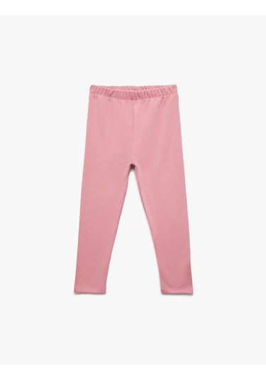 Koton Pamuklu Beli Lastikli Basic Tayt Pembe 6wmg40069ak Gül