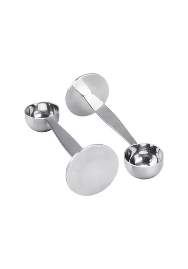 Aubyhe Stalın Çelik Kahve Ölçü Ve Presleme Aleti - İki Fonksiyonlu Espresso Kolu Gümüş