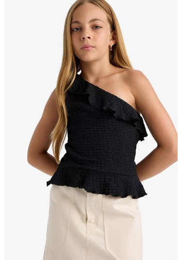 Defacto Kız Çocuk Tek Omuzlu Atlet G0166a825hsbk81 Siyah