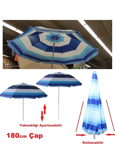 Plaj Balkon Şemsiyesi 180 Cm Çapında