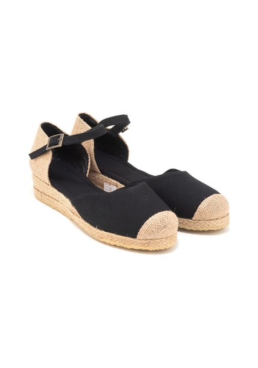 Star Tombis Gerçek Elişi Hasır Jüt Bantlı Günlük Kız Çocuk Espadril Handmade Siyah