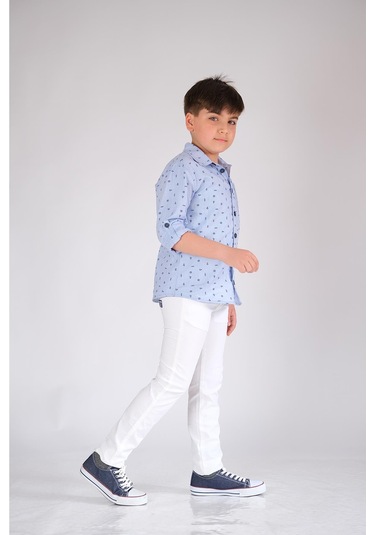 Pamuk Gömlek Uzun Kol Mavi Punky Animals 2022-B-0002