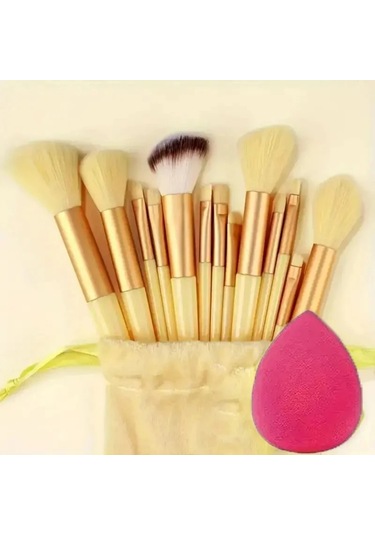 14 Pcs Makyaj Fırça Seti Göz Farı Vakfı Kadın Kozmetik Fırça Göz Farı Allık Gü Yellow 13pc Egg Dark Topaz