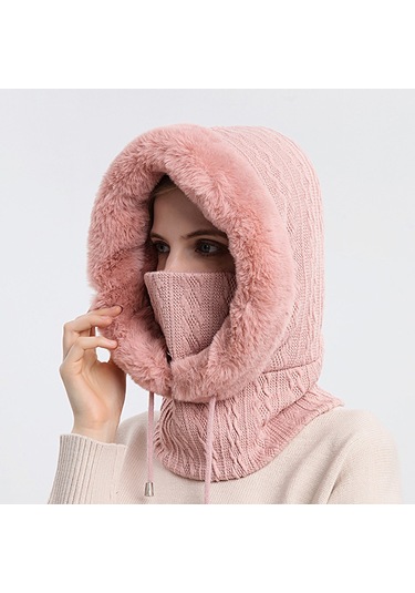 Ww Açık Havada Soğuğa Dayanıklı Kayak Şapkası, Yüz Maskesi, Tek Parça Soğuğa Dayanıklı Başlık - Pembe