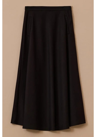 Kadın Basic Kloş Uzun Etek - Siyah Siyah