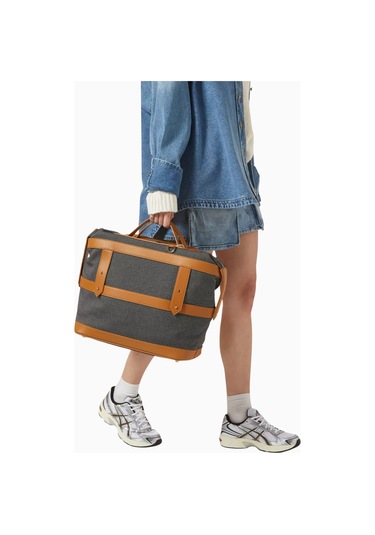 Weekender Bag Ecocraft Canvas Sandstone Black Hafta Sonu Çantası