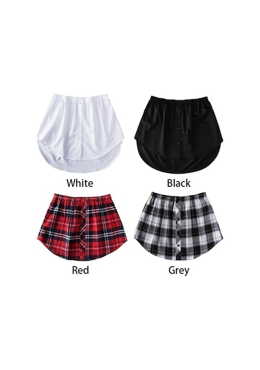 Fastbuy Beyaz Ekose Katmanlı Mini Etek Gömlek, Genişletici Rahat Moda, Kadınlar İçin Ayarlanabilir Beyaz