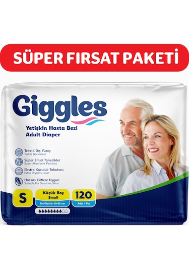 Giggles Yetişkin Bel Bağlamalı Hasta Bezi Small 4 x 30'Lu