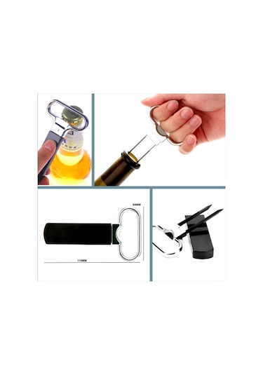 Omeniv Minimal Tasarım Şişe Şarap Açacağı Türbuşon Pratik Siyah