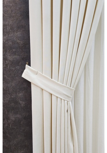 Mosso Fon Perde Düz Renk Krem