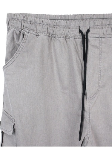 Erkek Büyük Beden 100-156 Kilo Arası İçin Uygun Kargo Cepli Jogger Kot Pantolon Gri