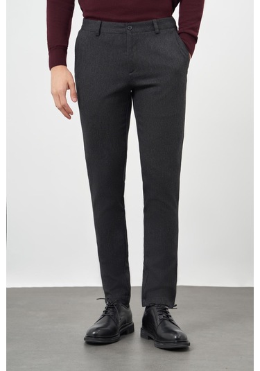 Siyah Düz Gabardin Pamuklu Yan Cep Slim Fit Casual Pantolon 1003245162 Siyah