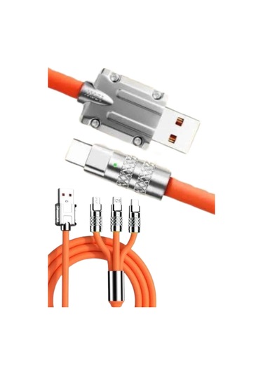 120w 3 İn 1 Uyumlu Silikon Şarj Kablosu Hızlı Şarj Kablosu