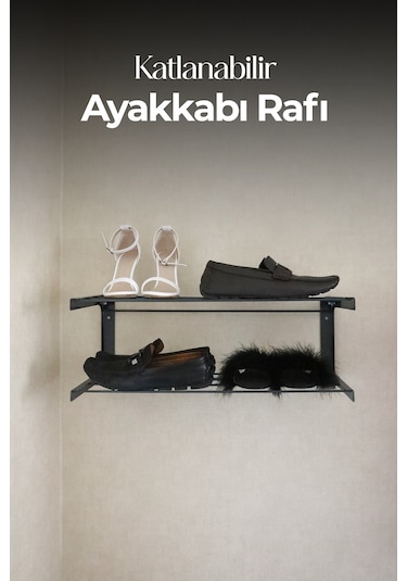 Çok Amaçlı Katlanabilir Ayakkabı Rafı - 60x45 Cm Antrasit