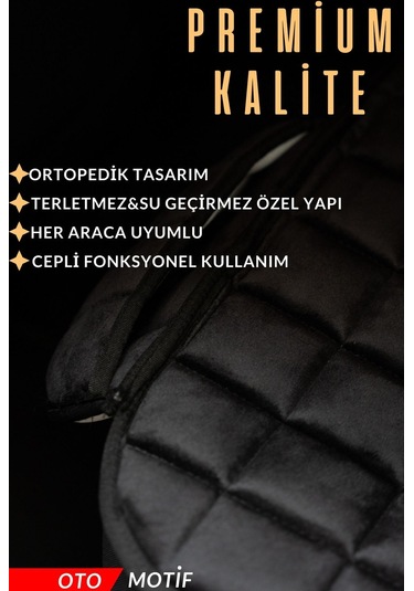 Premium Soft Oto Koltuk Minderi Seti Sırtlıksız Siyah