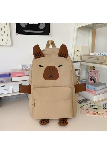 Novahub Sevimli Öğrenciler Yeni Tasarım Büyük Kapasiteli Çok Yönlü Haki Sırt Çantası Haki - Kahverengi