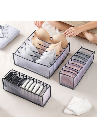 Tongxida 3'ü 1 Arada Çekmeceli İç Çamaşırı Kutusu, Bej Renk, Ev İçin Saklama Diğer