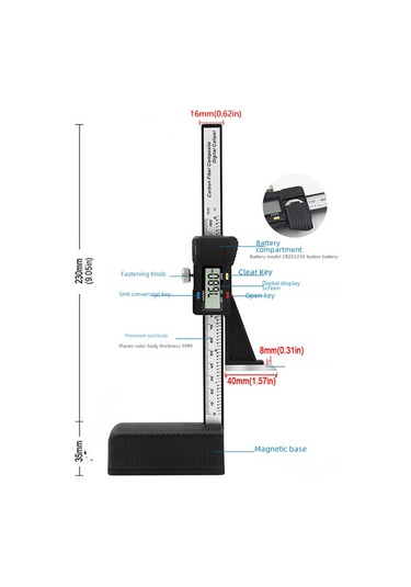Hangfox Ahşap İşleri İçin 0-150mm Elektromanyetik Tabanlı Dijital Yükseklik Ölçücüsü - Kesme Ve İşaretleme İçin Hassas Ölçüm Aleti