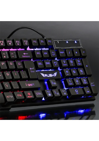 Rush RK112 Usb Kablolu Mekanik Hisli 3 Renk Işıklı Gaming Q Klavye