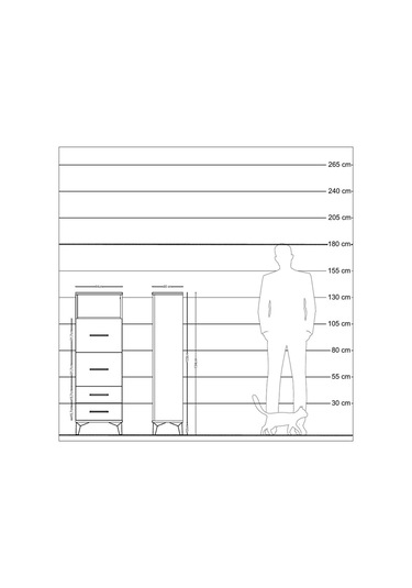 Arges Dolap 2 Raflı 4 Çekmeceli Tek Kapaklı 44x30x134 Antrasit-antrasit Antrasit