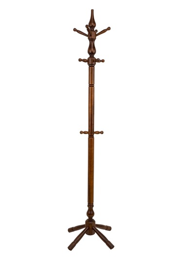 Refilya Masif Ahşap Tornalı Askılık Ceviz Cilalı Doğal