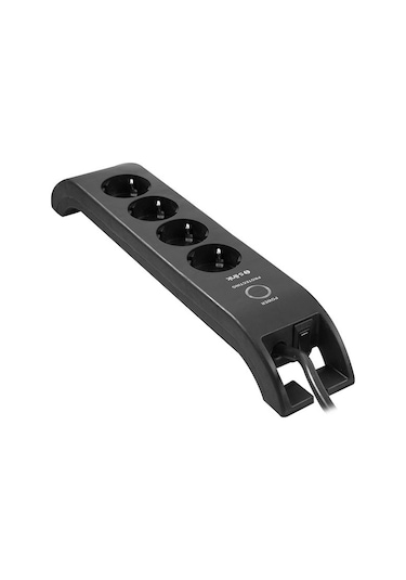 S-Link SPG3041 2xUSB=2.4a 3G1.5mm2 900J 4'lü Akım Korumalı Priz 2 Metre Siyah