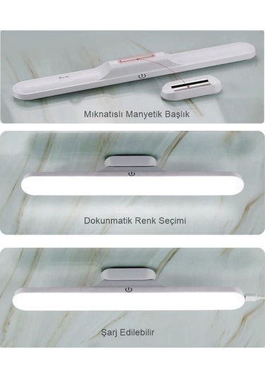 Şarjlı Mıknatıslı Sensörlü 3 Kademeli Martı Led Lamba Beyaz Usb Şarjlı Aydınlatma Diğer