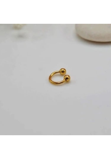 6 Mm Düz Çelik Tragus Helix Piercing Gold Renk Ucu Toplu Renkli
