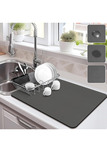 70 Cm X 30 Cm Bulaşık Kurutma Örtüsü Siyah Tezgah Üstü Bulaşık Matı Bulaşıklık Çok Renkli