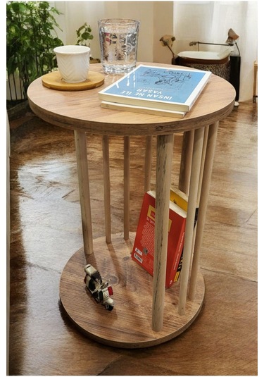 Ahşap Ayaklı C Sehpa Koltuk Sehpası Yan Sehpa Zigon Sehpa Servis Sehpası Çam